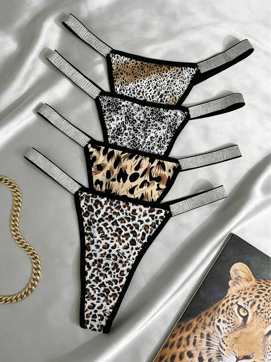 4件套性感豹纹女士丁字裤