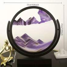 Colorful Flowing Sand Painting, Glass Sand Art - Independent Dynamic 3D Flowing Sand Painting, Desktop Ornament Crafts, Home Rotating Flow Animation Living Room  Glass Ornament Reversible, Graduation Gift, Festival Gift, Popular Landscape Painting Office Cabinet Art Decoration, 3D Colorful Flowing Sand Decoration Flowing Sand Art Disc, Multiple Colors To Choose From - 黑色 - 查看 3