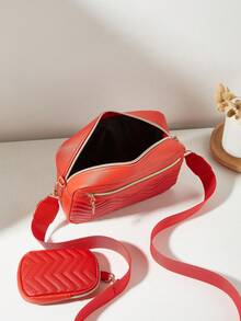 Women's Small Square Shoulder Bag, Quilted Crossbody Bag, Coin Purse