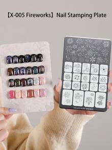 XEIJAYI 1 Nail Art Print Board, 30 Patterns, Checkered And Geometric Nail Art Templates, Metal Print Board, Suitable For Professional Nail Artists, DIY Nail Art Design Tool