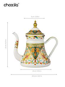 1pc Enamel Coffee Pot With Floral Pattern, 1.2L Narrow Spout Pour-Over Kettle For Coffee & Tea Brewing, Suitable For Electric Stove And Gas, Home Boiling Pot - Russian Flower Waist Enamel Pot - View 9