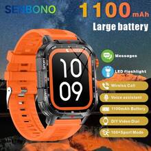 SENBONO Smartwatch With An Ultra-Large Capacity, Featuring Wireless Calling, AI Voice Capabilities, A 2.01-Inch High-Definition Touchscreen, An Integrated LED Flashlight, A Large 1100Mah Battery, An AI Voice Assistant, Over 100 Sports Modes - Multicolor - View 12