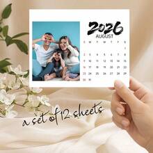 2026年定制照片日历，可添加12张自定义照片，高品质木质底座，可个性化定制家庭/旅行/周年纪念照片，送给亲朋好友的贴心礼物，2026年月历桌面计划本及家居办公装饰，个性化2026年日历 - 彩色 - 查看 11