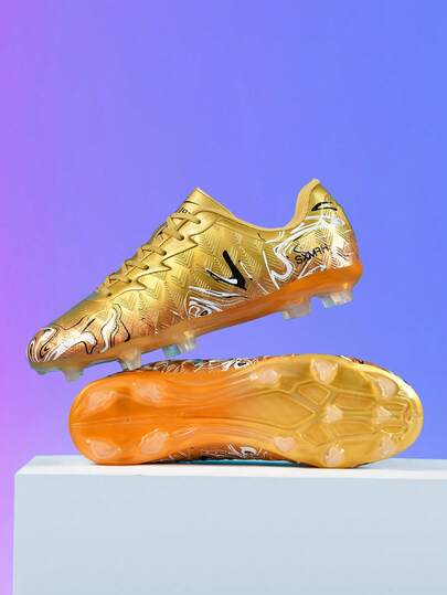 1 Pair Unisex New Low-Top Lace-Up Football Shoes With AG Long Studs, Outdoor Soccer Shoes For Grass, Suitable For Daily Football Matches And Training, Suitable For Women