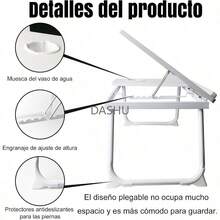Mesa de sofá para portátil con portavasos,Mesa de Noche Plegable, Mesa portátil para portátil y Ranura de inclinación Ajustable en 5 Niveles para Comer, entretenerse, estudiar y Trabajar - por defecto - Ver 4