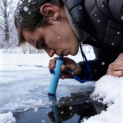 1 st sugrör för nödsituationer och bärbart filtersystem - Lätt, återanvändbar ABS-struktur, snabb filtrering, kompakt och lätt design, lämplig för camping, vandring, resor, jakt, fiske, utomhusäventyr, nödsituationer, verktyg för utomhusöverlevnad, viktigt för friluftsentusiaster, nödvattenfilter, bärbar överlevnadsfiltreringsutrustning, dricksvattenförsörjning