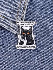 1pc Cartoon Animal Cat Brooch Lapel Pin Badge Backpack Clothing Accessories Fashion Jewelry Gifts - Multicolor - View 1