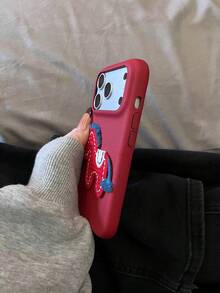 Creative Woven Blue & Red Horse Pattern Compatible With IPhone 16/16 Pro Max/17 Pro/15 Pro Max/17 Pro Max Protective Phone Case, Shockproof Full Coverage - Red - View 3