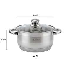 Panela de aço inoxidável para sopa, com diâmetro de 14 cm a 32 cm, ideal para uso doméstico. Adequada para fogões de indução e a gás. Multifuncional para cozinhar sopas, macarrão, mingau e ensopados. Possui alças duplas, é fácil de limpar e tem tamanhos que variam de 14 cm a 32 cm. - prata - Ver 14