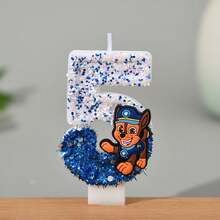 1pc Paw Patrol Ryder Numeral Candle, Cake Decoration Party Glitter Creative Birthday Candle, Suitable For Various Holiday Decorations - Multicolor - View 6