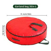 Round Christmas Wreath Storage Bag With Portable Handle, Dust-Proof Storage Box, Suitable For Christmas Wreaths And Decorative Ribbons, Can Be Placed In Closet, Garage, Basement, Ideal Storage Solution For Christmas, Wedding, Birthday, Camping Party Decorations And Gift Wrapping Paper - Red - View 13
