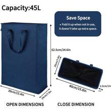 Odonata Cesto De Ropa Sucia Delgado con Asas Cesto De Ropa Sucia Plegable Cesto De Ropa Sucia Fino Bolsa De Ropa Sucia Estrecha Cesto De Ropa Sucia Plegable De 45L Azul Marino - Azul marino - Ver 1