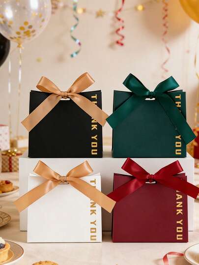 12/6 pièces Mini sacs/boîtes cadeaux, motif "Merci" en feuille d'or, avec nœud de ruban. Convient pour mariage, Saint-Valentin, anniversaire, emballage de petits cadeaux pour fêtes, boîtes cadeaux, fournitures de mariage, Fête des Mères, événements de célébration, fête, cadeaux pour demoiselles d'honneur, décoration d'anniversaire, décoration de la Saint-Valentin