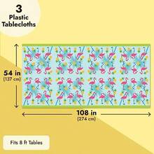 Paquete de 3 manteles con patrón de flamenco para decoraciones de cumpleaños con temática de piña cubierta de mesa de plástico para suministros de fiesta temática tropical hawaiana y flamenco fiesta - Rosa - Ver 3
