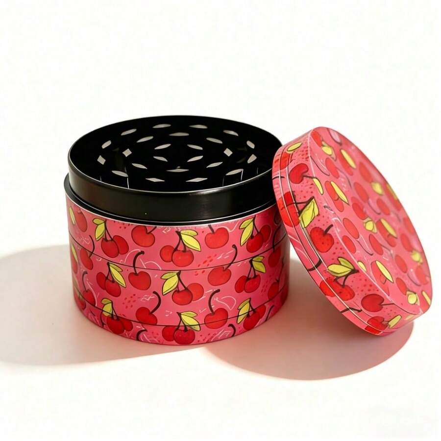 The Luxe Grinder | 2 Inch Cute Pink Strawberry, Cherry & Leopard Print | Chic Zinc Alloy For Her,  Accessories, Gift For Smokers - Cherry - 查看 1