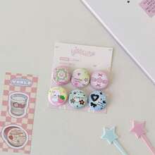 Student Four-Leaf Clover 25mm Mini Badge Ancient Flavor Brooch Decoration Badge Girl Journal Badge Set - 愛心與星星(六件套) - 查看 11