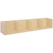 HOMCOM Wall Mount 84 CD / 56 DVD/Blu-Ray/ Media Storage Rack 4 Cubes Wooden Shelf Organizer Unit Bookcase Display, Natural Wood Finish - Yellow - View 2
