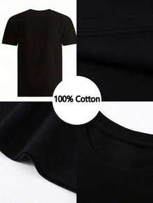 Camiseta de Algodón Negro para Hombres con Estampado Gráfico de Gato Esqueleto - Camiseta de Manga Corta Suave y Transpirable, Lavable a Máquina, Confort para Todas las Estaciones, Ropa Casual de Estilo Urbano, Tela Duradera, Tallas S-XXXL, Idea de Regalo Perfecta para Fiestas - Negro - Ver 2
