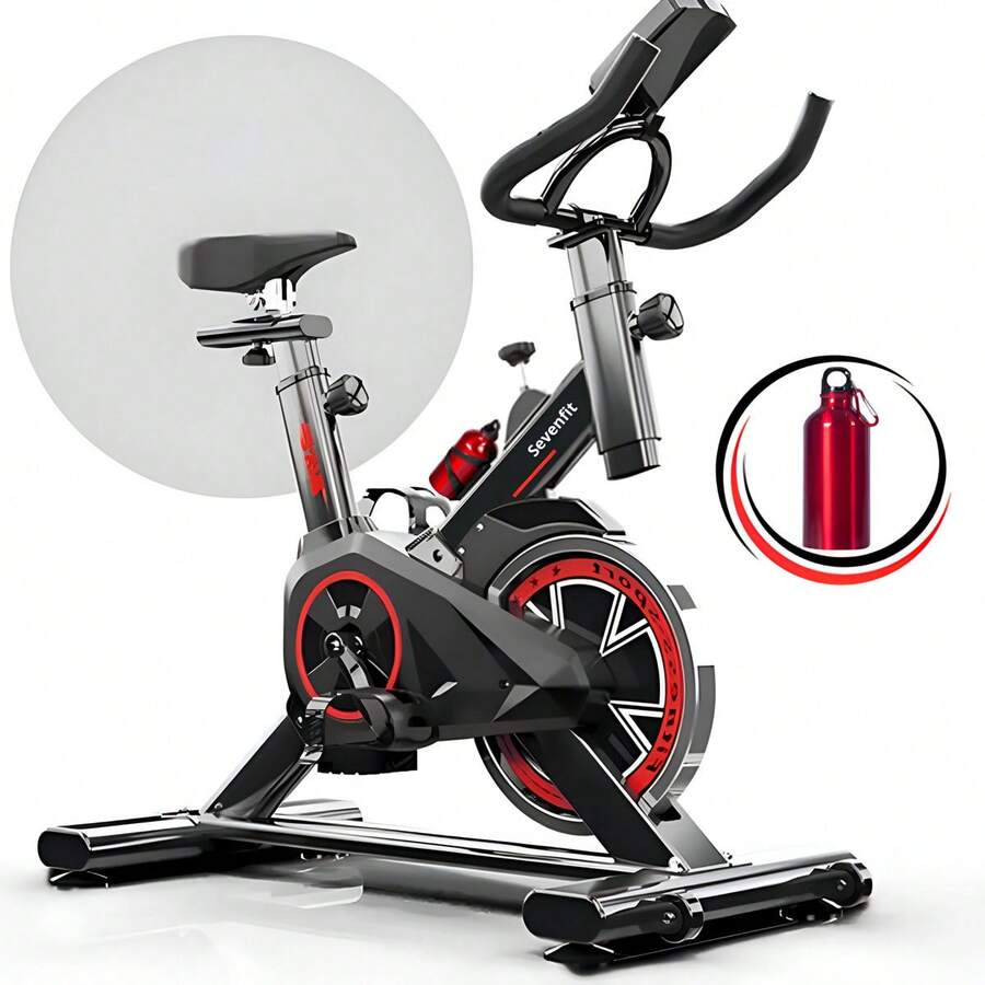 Pratito Exercise Bike For Cardio And Weight Training, 6kg Inertia, With Base, Black And Red Color, Sevenfit Brand - Black - View 1