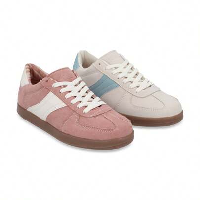 CKLASS Duo Pack Tenis Mujer Color Rosa Y Beige Ajuste Agujetas Duo 086