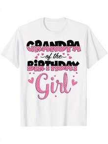 Camiseta de Cumpleaños para Mujeres y Unisex - Abrigo de Algodón Transpirable con Diseño de Abuela y Cumpleaños, Cuello Redondo y Manga Corta para Celebraciones Familiares, Blusa Casual Blanca para Uso en Todas las Estaciones - Negro - Ver 6