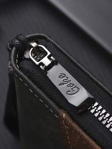 新款大容量商务男士钱包，拉链多功能长款真皮卡包 - 彩色 - 查看 9