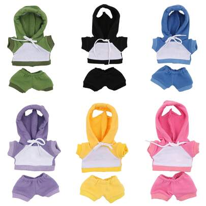 17cm Plush Doll Pendant With Hoodie Sweatshirt + Shorts 2 Pieces Set, Soft & Cozy Fabric, Suitable For Casual Home Wear (Doll Not Included)