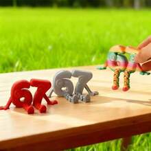 1个67位数字3D打印摆件，关节可动人偶，可摆出不同姿势，适用于桌面、家居、派对和生日礼物等场合的数字装饰（颜色随机发送） - 彩色 - 查看 7