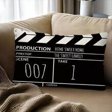 TOPSSCTR 4 件套现代电影主题抱枕套，单面设计，可机洗涤纶面料，拉链封口，沙发靠垫套，家居装饰 - 彩色 - 查看 4