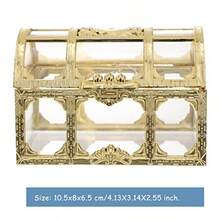 Treasure Chest Pirate Keepsake Jewelry Box Small Transparent Vintage Decorative Metal Box For Birthday Pirate Party Favors - GoldTransparent - View 2