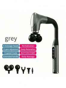 1 套双头按摩枪，多功能肌肉和颈部按摩器，电动按摩枪，用于腰部、背部、腿部放松，4 个可更换头，肌肉放松，手持式电动马达，便携式设计，适合运动、日常使用、放松、旅行、办公室，是送给男士和女士的绝佳礼物，完美的节日礼物