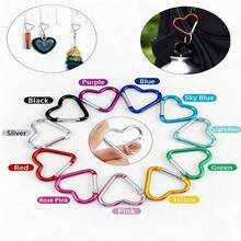 Heart-Shaped Hiking Clasp, Aluminum Spring Hook Keychain, Heart-Shaped Aluminum Alloy Outdoor Clasp, Luggage Hanger Hook, Automatic Locking Key Chain Clamp, Hiking, Backpacking, And Daily Use, Multi-Purpose Equipment For Men And Women, Backpack Accessories, Suitable For Fishing, Hiking, Traveling, Home, Running, Exploration And Camping And Other Activities - Multicolor - View 3