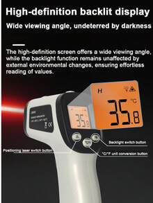 Handheld Non-Contact Laser Infrared Digital Thermometer Gun, Suitable For Cooking, Grilling, Oven, Measurement Range -58°F~1022°F (-50°C~550°C)