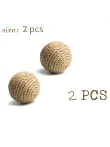 PETSIN 2/4/6pcs Natural Sisal Grass Balls And Chasing Toys, Handmade Cat Toys For Indoor Cats - Multicolor - View 10