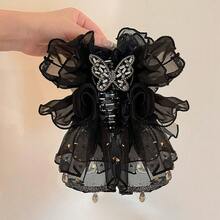 1个新款水钻网状亚克力发爪夹，复古优雅闪亮水钻蝴蝶网状大号发夹，发爪，适合日常、节日、派对、情人节、生日礼物