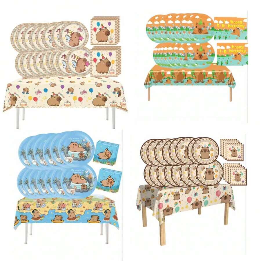 41件套水仙女主题生日派对用品，包括20个盘子、20张餐巾纸和1张桌布，是水仙女爱好者举办派对的理想之选。 - 彩色 - 查看 1