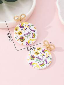 一对嘉年华鸢尾花化妆舞会面具造型仿软陶设计时尚首饰耳环，节日派对完美礼物 - 彩色 - 查看 4