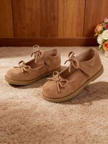 Scarpe flat per ragazze, scarpe Mary Jane per bambini, scarpe a farfalla per bambini piccoli, ballerine per ragazze - Cachi - Visualizzare 6