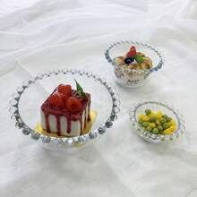 Sizikato 2 cuencos de postre de cristal transparente con bordes de cuentas cuenco de salsa de 3.3 pulgadas - Transparente - Ver 5