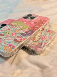 1个粉色樱花树和野餐猫图案手机壳，兼容 17 Pro Max、16、15、14、13、12、11等智能手机，可爱卡通，优雅，防摔 - 彩色 - 查看 5