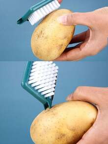 Multi-Function Vegetable & Fruit Peeler, Vegetable & Fruit Cleaning Brush Peeler, Potato Hole Peeler, Space-Saving Hanging Design, Stainless Steel Peeler & Cleaning Brush Multi-Function, Kitchen Vegetable & Fruit Cleaning Brush Peeler, Potato & Yam Peeler Brush, 3-In-1 Peeling, Hole Making & Cleaning