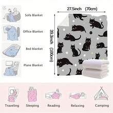 Ultra Soft Flannel Blanket Warm Cozy Throw With Cute Black Cat & Star Pattern For Couch Bedroom Cat Lover New Year Gift 2026 Anti-Pilling - Multicolor - View 8