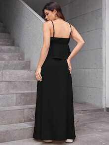 REF: AS1448 Women's Two-Piece Suit, High-Waisted Skirt And Suspender Top With Adjustable Straps, Chic, Elegant And Modern Style, Casual And Sophisticated Look For Spring And Summer, Vibrant Colors, Elegant Women's Suit For Modern Women - 黑色 - 查看 2