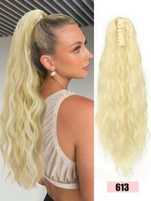 合成长款夹式马尾假发片、波浪卷假发片、女士假发 - 彩色 - 查看 6