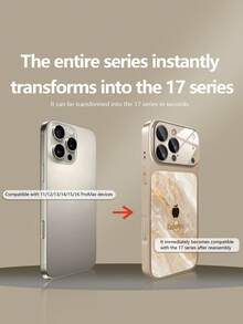 1pc Customized Name, Gold Marble Texture Apple Design Luxury Fashion Large Window Tempered Glass With Lens Protection Matte Finish Phone Case Compatible With IPhone 17/17Pro/17ProMax/17Air/16/16Pro/16ProMax/16Plus/15/15Plus/15Pro/15ProMax/14/14Plus/14Pro/14ProMax/13/13Pro/13ProMax/12/11 Phone Accessories, Full Coverage High-End Protective Cover - Gold - View 3