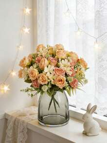 1/3/80pcs Artificial Rose Pompon Wreath Set, Suitable For Wedding, Home, Room, Dining Table, Holiday Decor, Bridal Bouquet, Outdoor Garden DIY Gift, Silk Rose, Wedding Decor, Valentine's Day Gift, Lohri Decor - Champagne - View 5