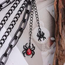 1 pieza Cadena de pantalón de estilo oscuro de dos capas con colgante de araña de sangre de moda, accesorio de ropa urbana unisex - K0050 - Ver 6
