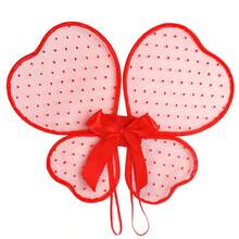 Butterfly Wing For Kids Dot Print Bow Decor Fairy Wing For Valentine's Day Party Costume Cosplay Accessories - Red - View 4