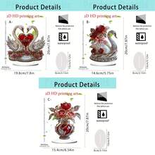 Enfeite de mesa em formato de rosa para o Dia dos Namorados (1 unidade), com design de cisne e rosa vermelha, ideal para decoração de mesa de escritório, presente para o Dia dos Namorados/Dia das Mães, feito de acrílico 2D. - Multicolorido - Ver 14
