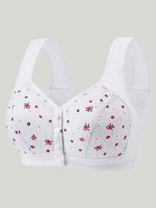 3pcs/Set Mother's Front Closure Wireless Bra Camisole Underwear For Middle-Aged & Elderly Women